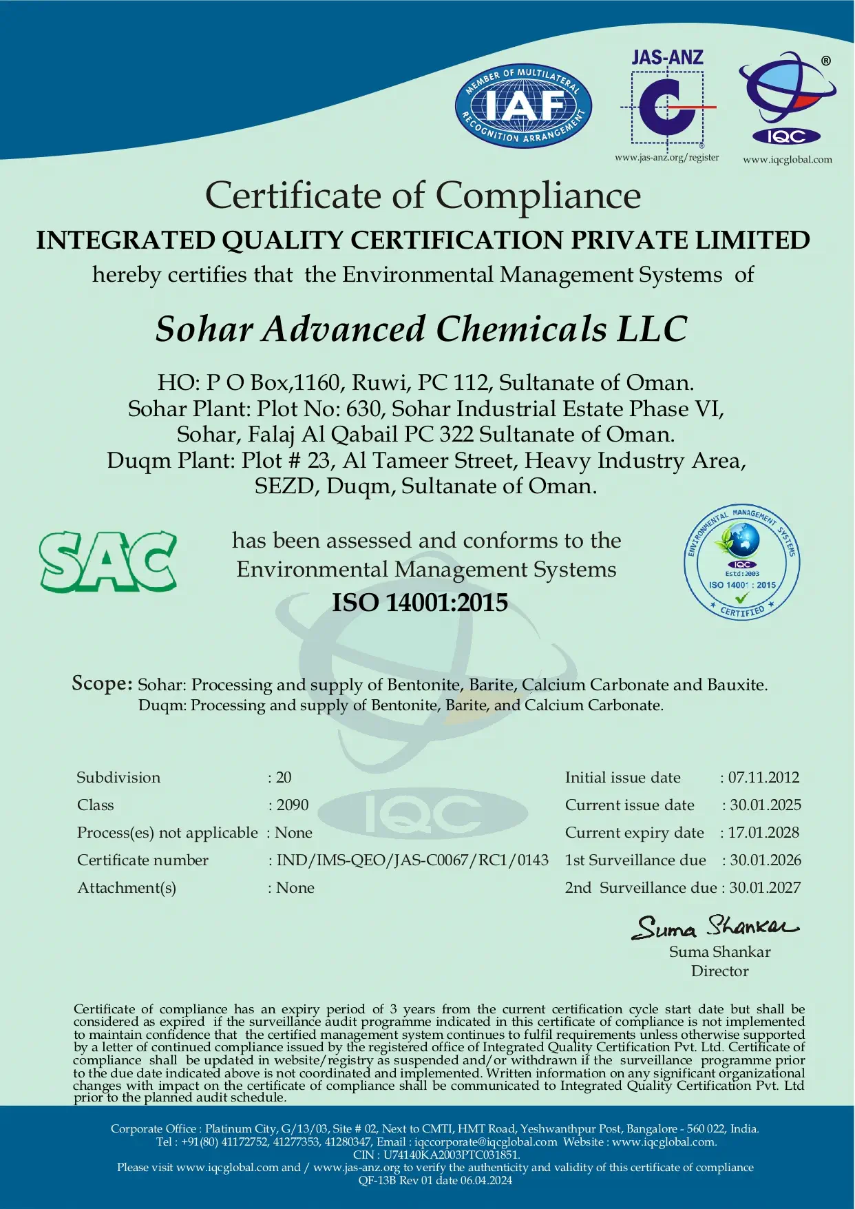 14001:2015 Certification