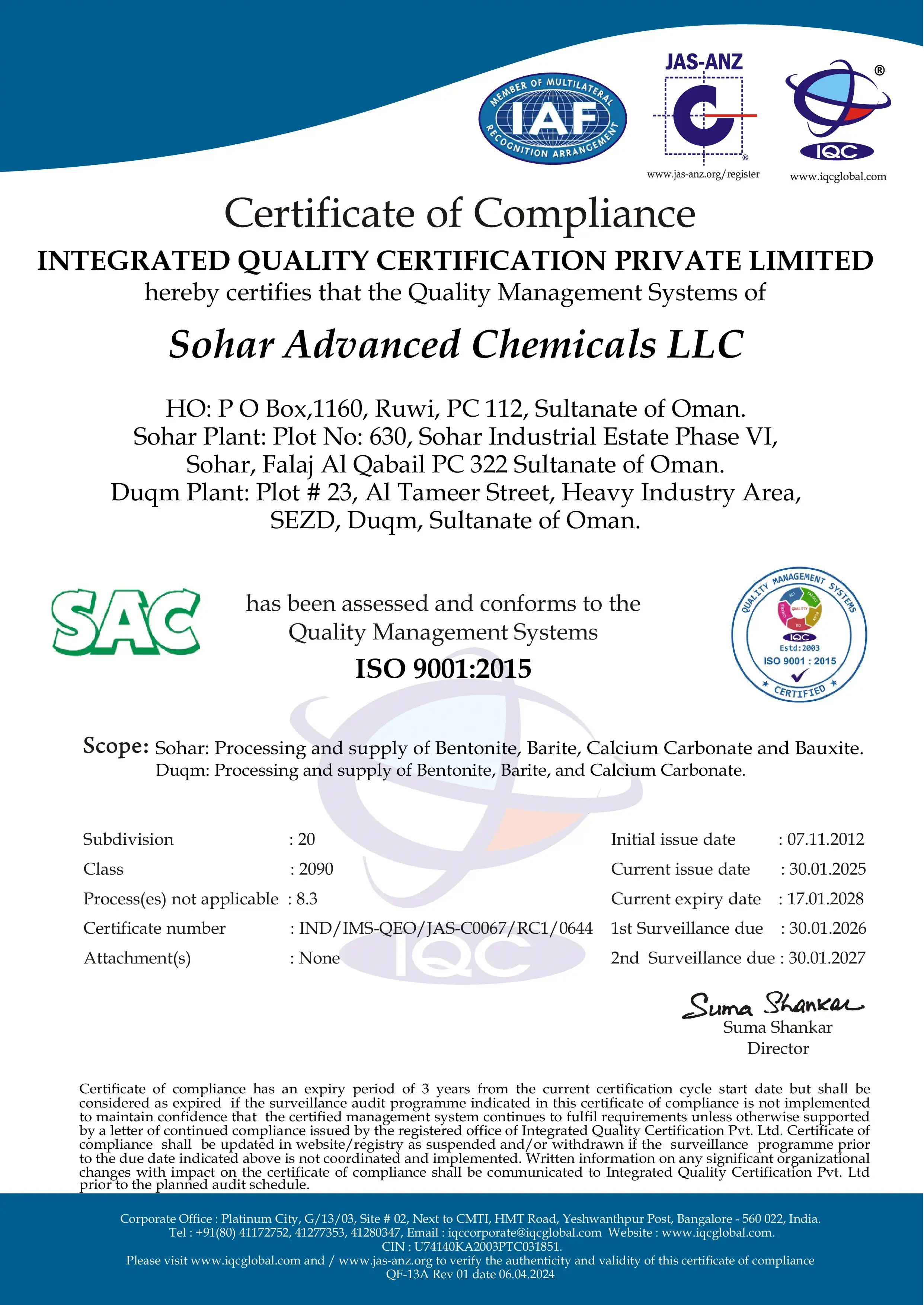 9001:2015 Certification