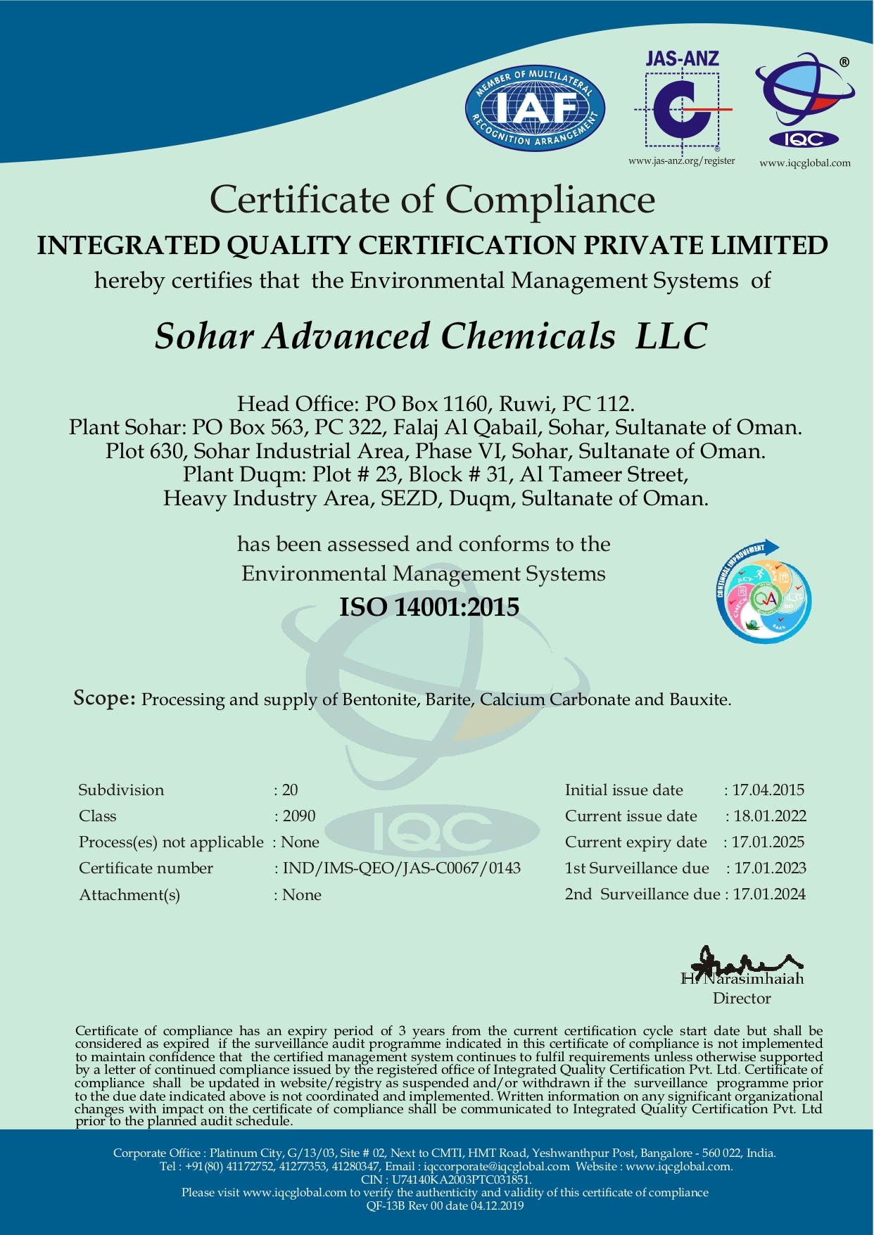 14001:2015 Certification